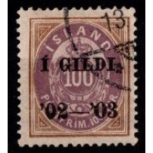 1902 - Island - AFA 34 - Frimærke - Overtryk: ì GILDI '02-'03 - Stemplet.